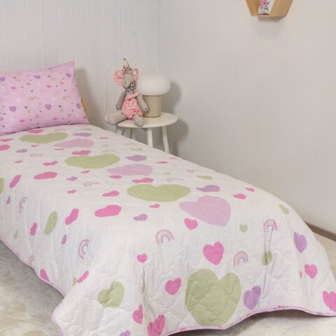 Naf Naf Hearts 352 - White Lila Κουβερλί - naf naf hearts 352 white lila kouverli normal