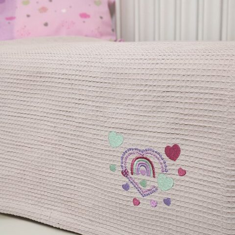 Naf Naf Little Hearts 302 - Lila βρεφική πικέ κουβέρτα - naf naf little hearts 302 lila vrefiki pike kouverta normal