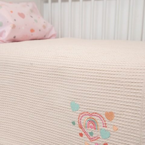 Naf Naf Little Hearts 302 - Pink βρεφική πικέ κουβέρτα - naf naf little hearts 302 pink vrefiki pike kouverta normal