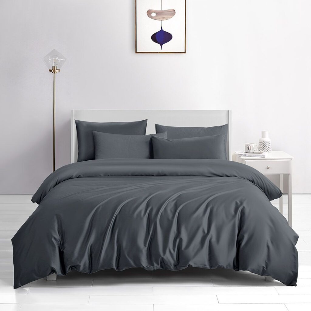 Beauty Home Σετ σεντόνια υπέρδιπλα με λάστιχο Bamboo 300tc Art 12350 Midnight Charm 170x200+35 Ανθρακί