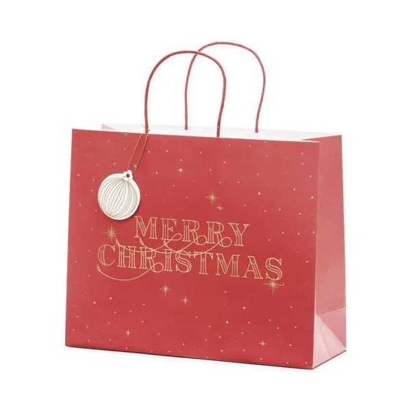 Beauty Home ΧΑΡΤΙΝΗ ΤΣΑΝΤΑ MERRY CHRISTMAS ΚΟΚΚΙΝΗ 32.5×26.5×11.5cm