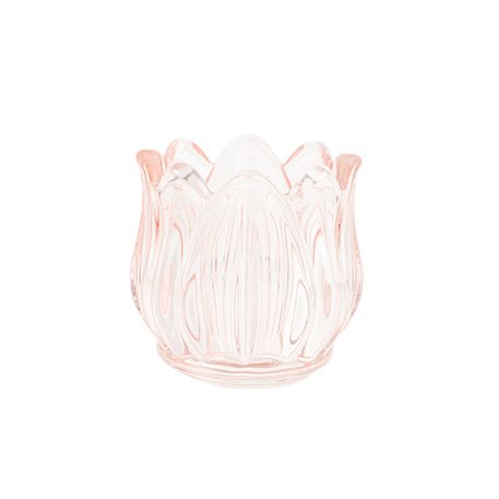 Beauty Home Γυάλινο Κηροπήγιο Λουλούδι Ροζ 7 x 6