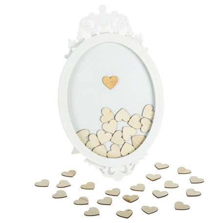 Beauty Home ΚΑΔΡΟ ΕΥΧΩΝ 40 x 24 cm + 40 ΞΎΛΙΝΕΣ ΚΑΡΔΙΕΣ 3.5 cm