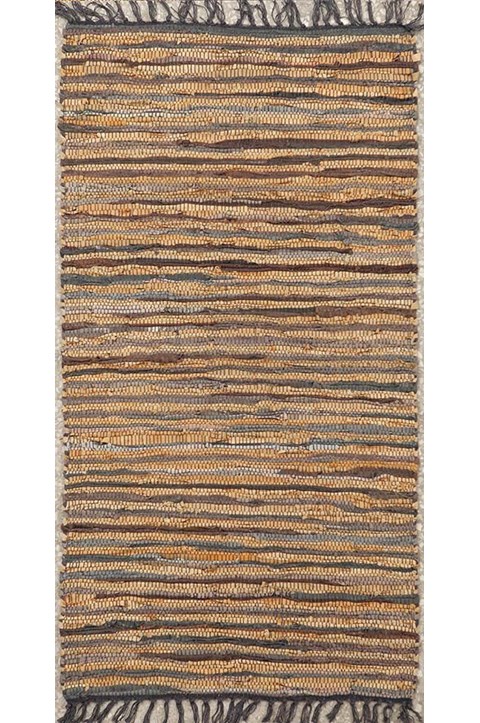 Leather Rugs Gold Grey