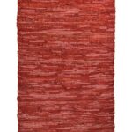 Leather Plain Rug Red