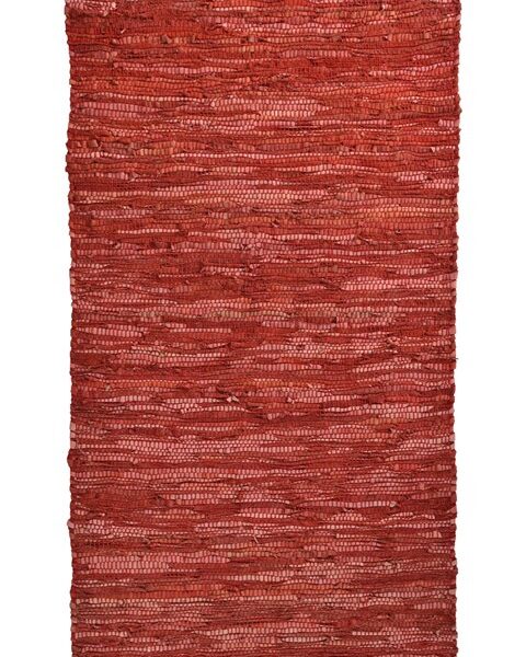 Leather Plain Rug Red
