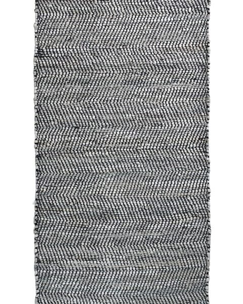 Leather Solid Rug Dark Grey