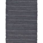 Leather Solid Rug Silver Grey