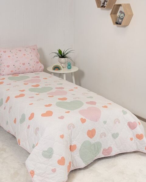 Naf Naf Hearts 352 - White Pink Κουβερλί