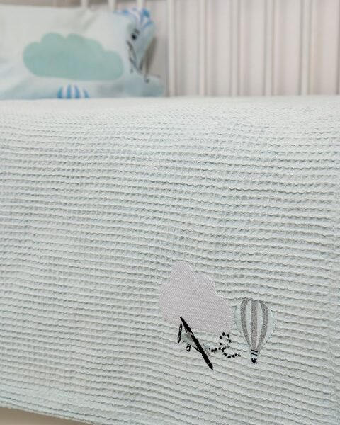 Naf Naf Little Ballons 305 - Blue βρεφική πικέ κουβέρτα