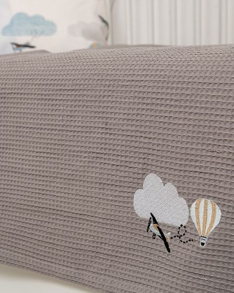 Naf Naf Little Ballons 305 - White Grey βρεφική πικέ κουβέρτα
