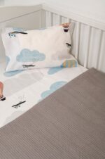 Naf Naf Little Ballons 305 - White Grey βρεφική πικέ κουβέρτα - Image 2