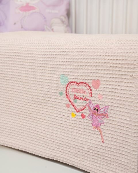 Naf Naf Little Fairies 303 - Pink Cream βρεφική πικέ κουβέρτα