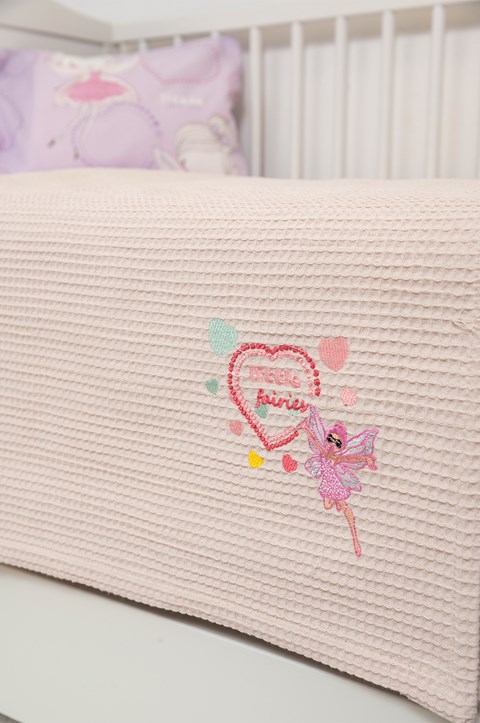 Naf Naf Little Fairies 303 - Pink Cream βρεφική πικέ κουβέρτα