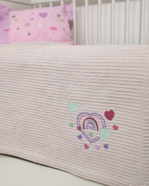 Naf Naf Little Hearts 302 - Lila βρεφική πικέ κουβέρτα