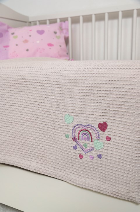 Naf Naf Little Hearts 302 - Lila βρεφική πικέ κουβέρτα