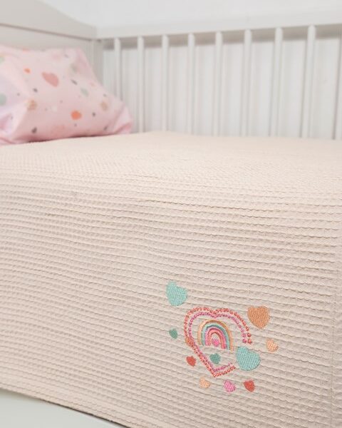 Naf Naf Little Hearts 302 - Pink βρεφική πικέ κουβέρτα
