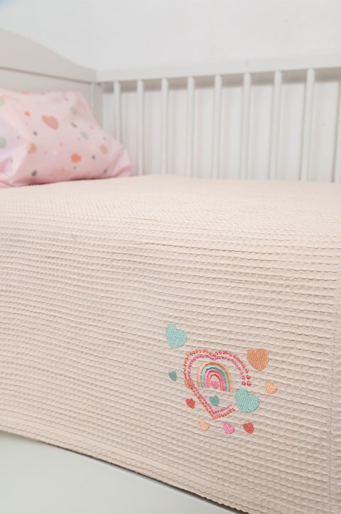 Naf Naf Little Hearts 302 - Pink βρεφική πικέ κουβέρτα