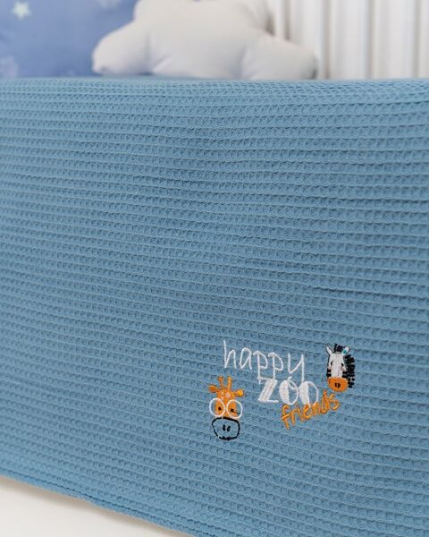Naf Naf Little Zoo 301 - Blue βρεφική πικέ κουβέρτα