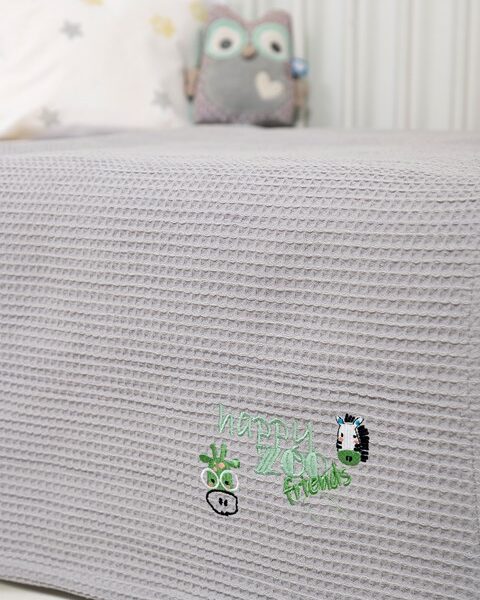 Naf Naf Little Zoo 301 - White βρεφική πικέ κουβέρτα