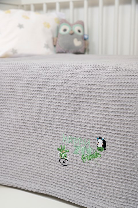 Naf Naf Little Zoo 301 - White βρεφική πικέ κουβέρτα
